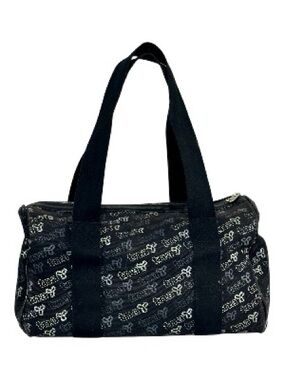 Aritzia TNA Black Canvas Small Bowler Bag Lined Logo Key Hook Pockets Hardware